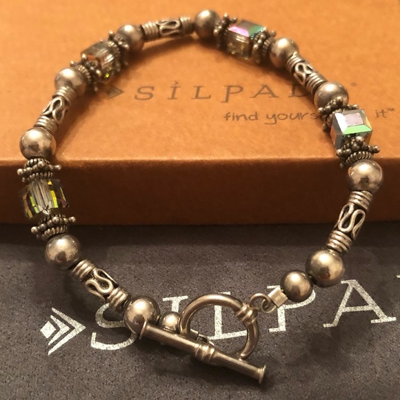 Vintage Silpada Sterling Silver and Swarovski Crystal Bead Bracelet B0912 - Picture 9 of 16